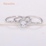 Newshe 1.8 Ct 3 Pcs Wedding Ring Set Solid 925 Sterling Silver Engagement Band Classic Jewelry For Women 