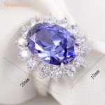 Newshe 6 Carats Created Blue Zoisite-Stone 925 Sterling Silver Wedding Ring Fashion Jewelry Accessories 