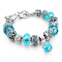 Szelam 2017 New Crystal Beads Bracelets Bangles Silver Plated Charm  Bracelets For Women 